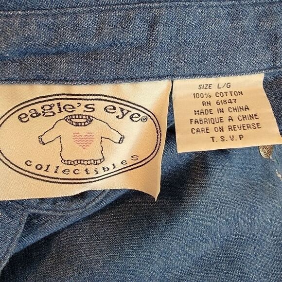 Eagle's Eye Christmas snowflake denin jeans shirt large - Picture 7 of 7